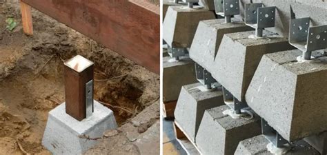 cement block with metal bracket|adjustable pier support bracket.